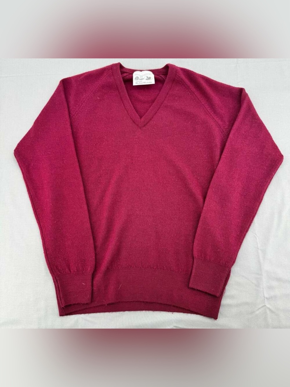 V-Neck Sweater in Burgundy Red, Made in Great Britain The Edinburgh Woollen Mill